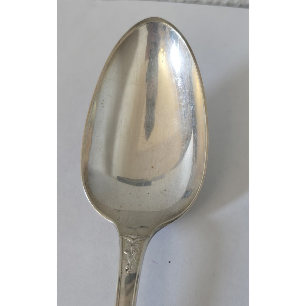 Antique E.A. Tyler New Orleans Henry Hebbard Ivy Mask Coin Silver Serving Spoon - Picture 12 of 13